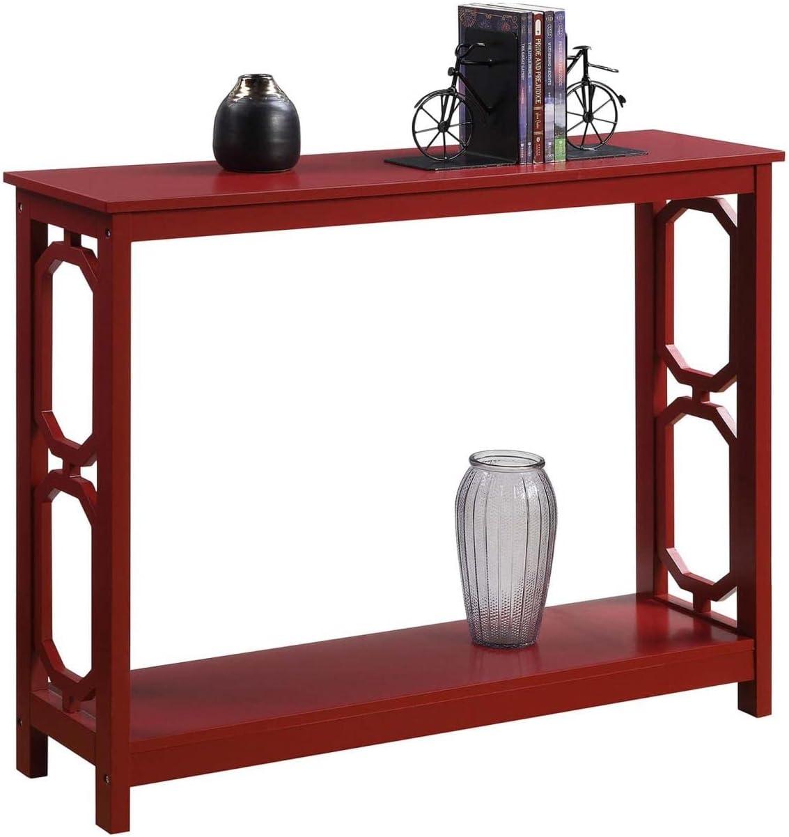 Convenience Concepts Omega Console Table in Cranberry Red Wood Finish