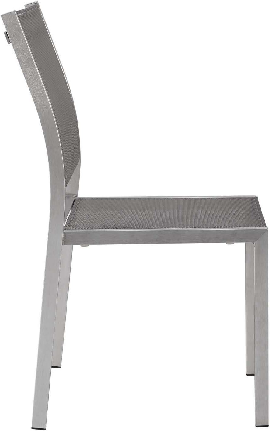 Modway Shore Outdoor Patio Aluminum Side Chair Silver Gray