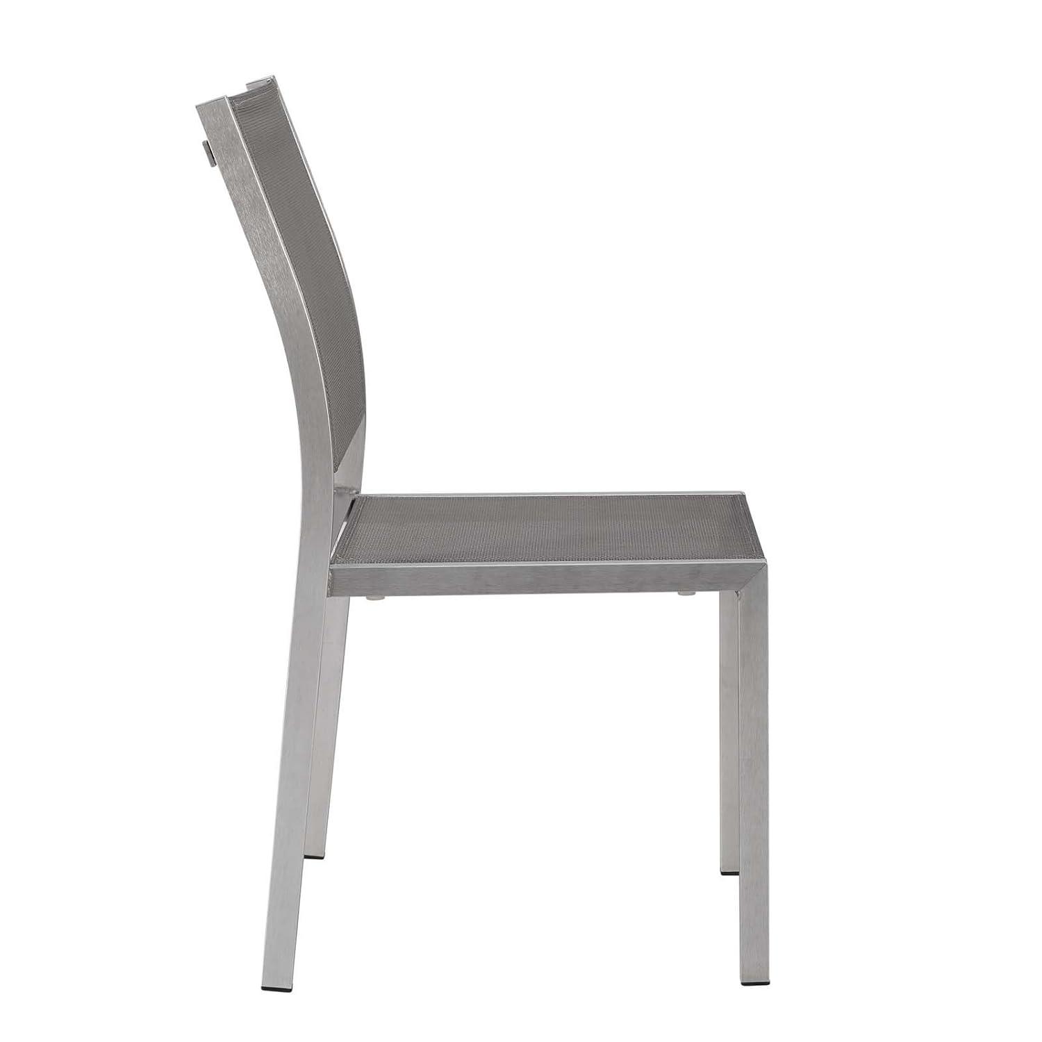 Modway Shore Outdoor Patio Aluminum Side Chair Silver Gray