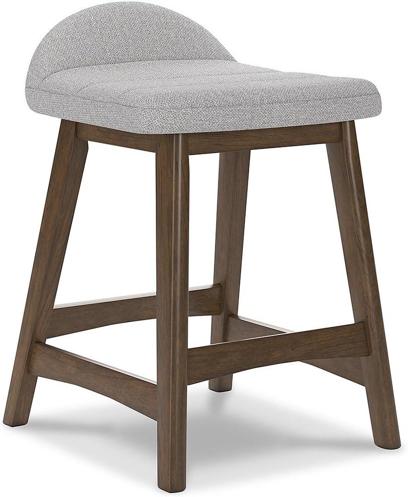 Light Gray and Brown Wood Counter Height Bar Stools, Set of 2