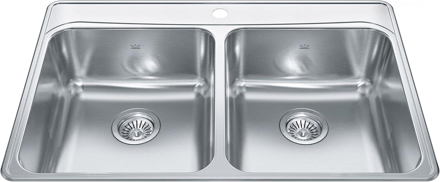 Creemore 33'' L Drop-In Double Bowl Stainless Steel Kitchen Sink