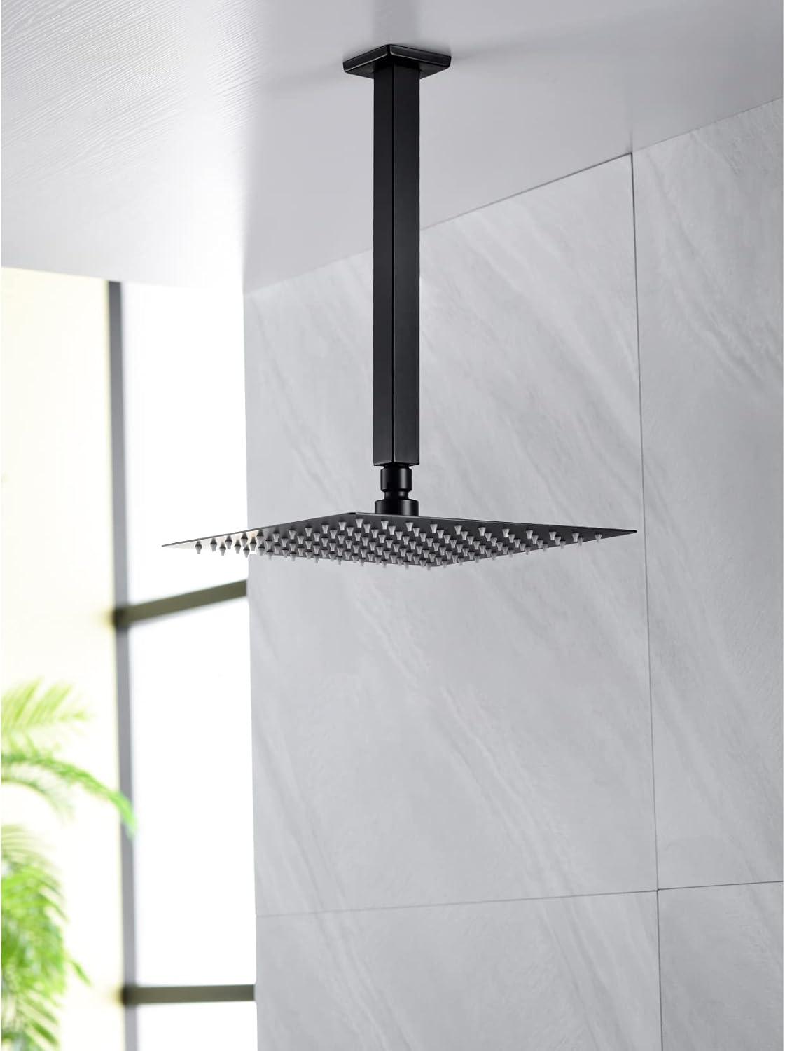 Matte Black 12-Inch Ceiling Mounted Square Shower Arm