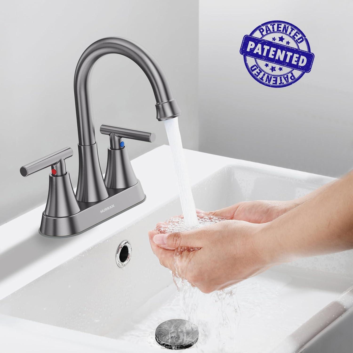 Brushed Grey Stainless Steel Bathroom Faucet with Pop-Up Drain