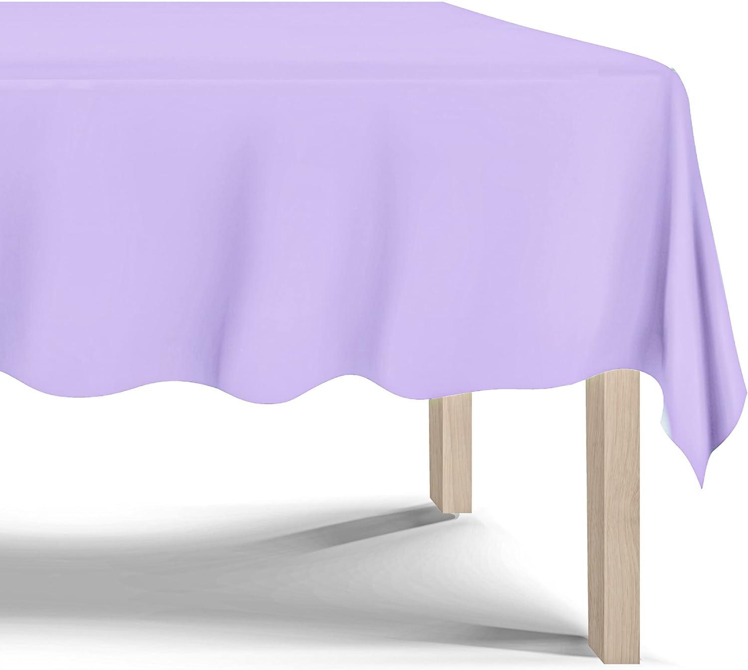 Crown Premium Quality Plastic Tablecloth 54 Inch. x 108 Inch. Rectangle - Lavender - 6 Pack