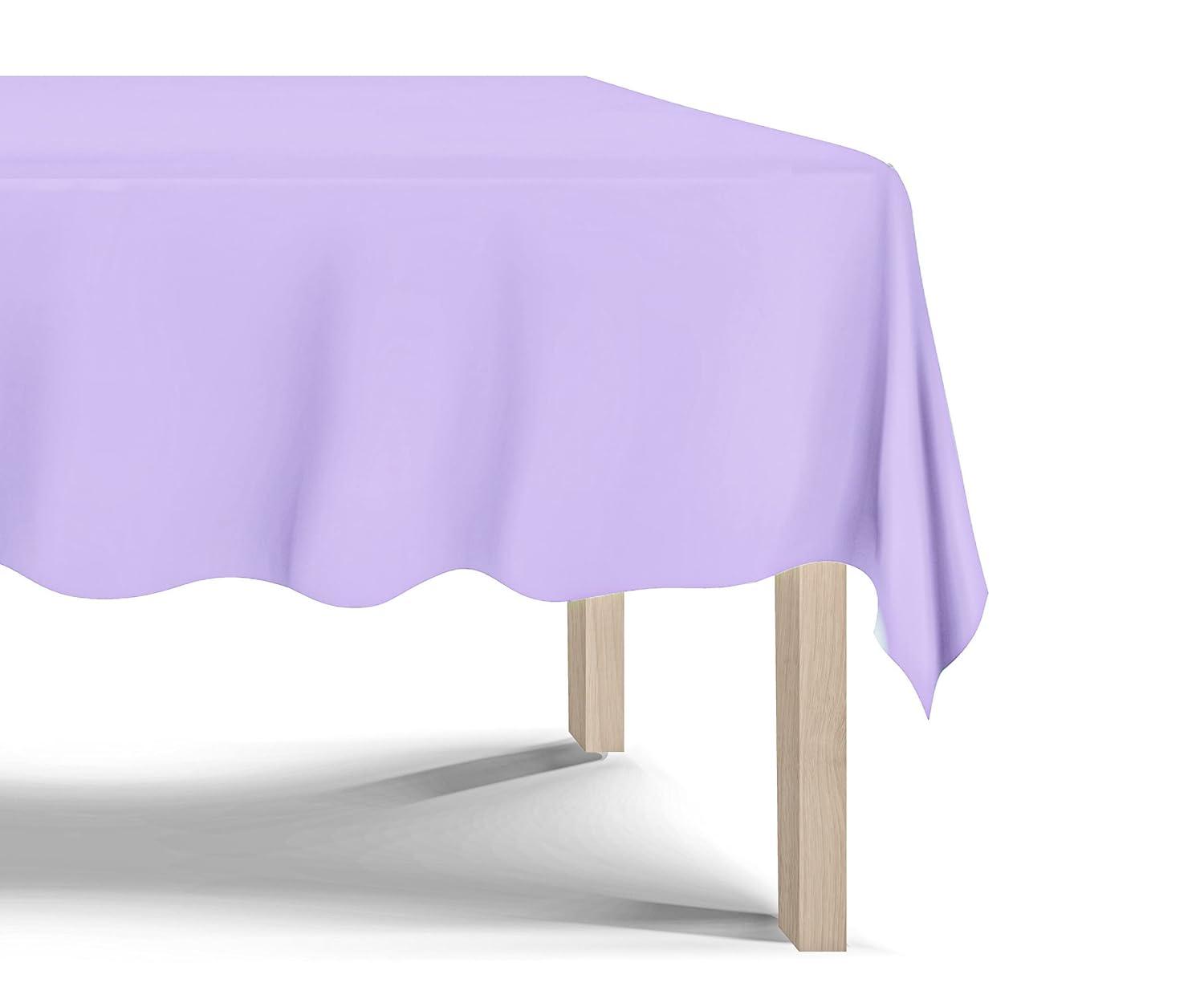 Crown Premium Quality Plastic Tablecloth 54 Inch. x 108 Inch. Rectangle - Lavender - 6 Pack