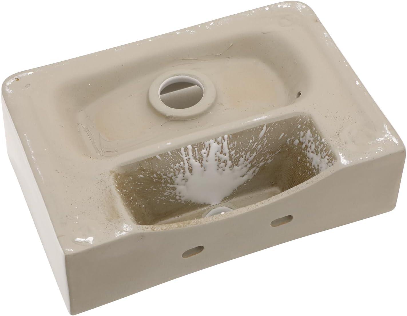 White Gloss Ceramic Rectangular Wall-Mount Bathroom Sink