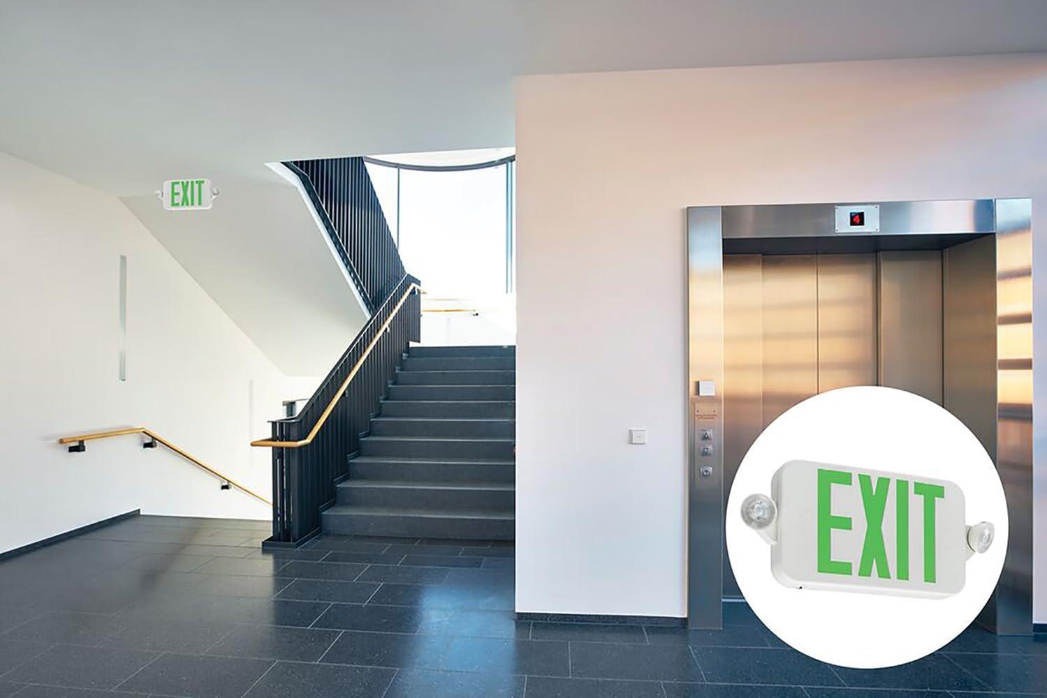 White LED Emergency Exit Sign with Lights