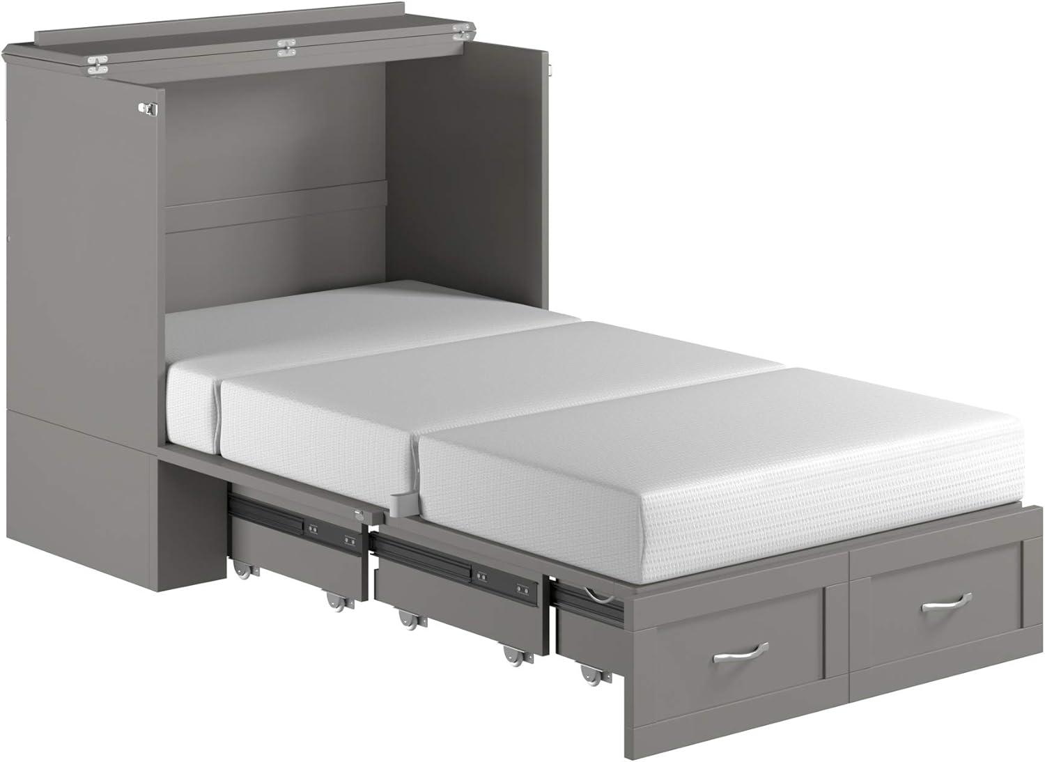 AFI Hamilton Twin XL Solid Wood Murphy Bed Chest with Built-In Charger in Gray