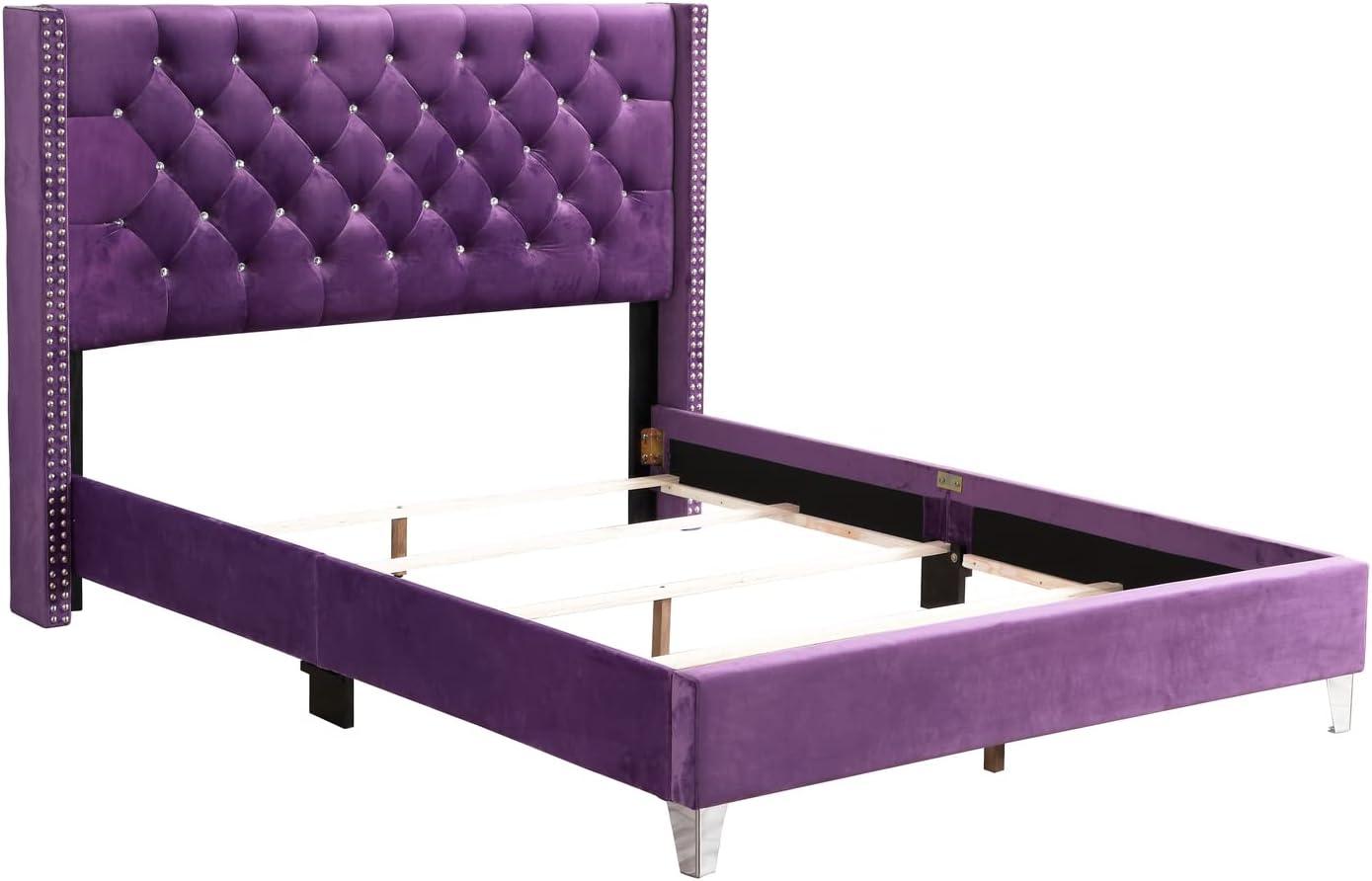 Glory Furniture Julie G1921-QB-UP Queen Upholstered Bed, Purple