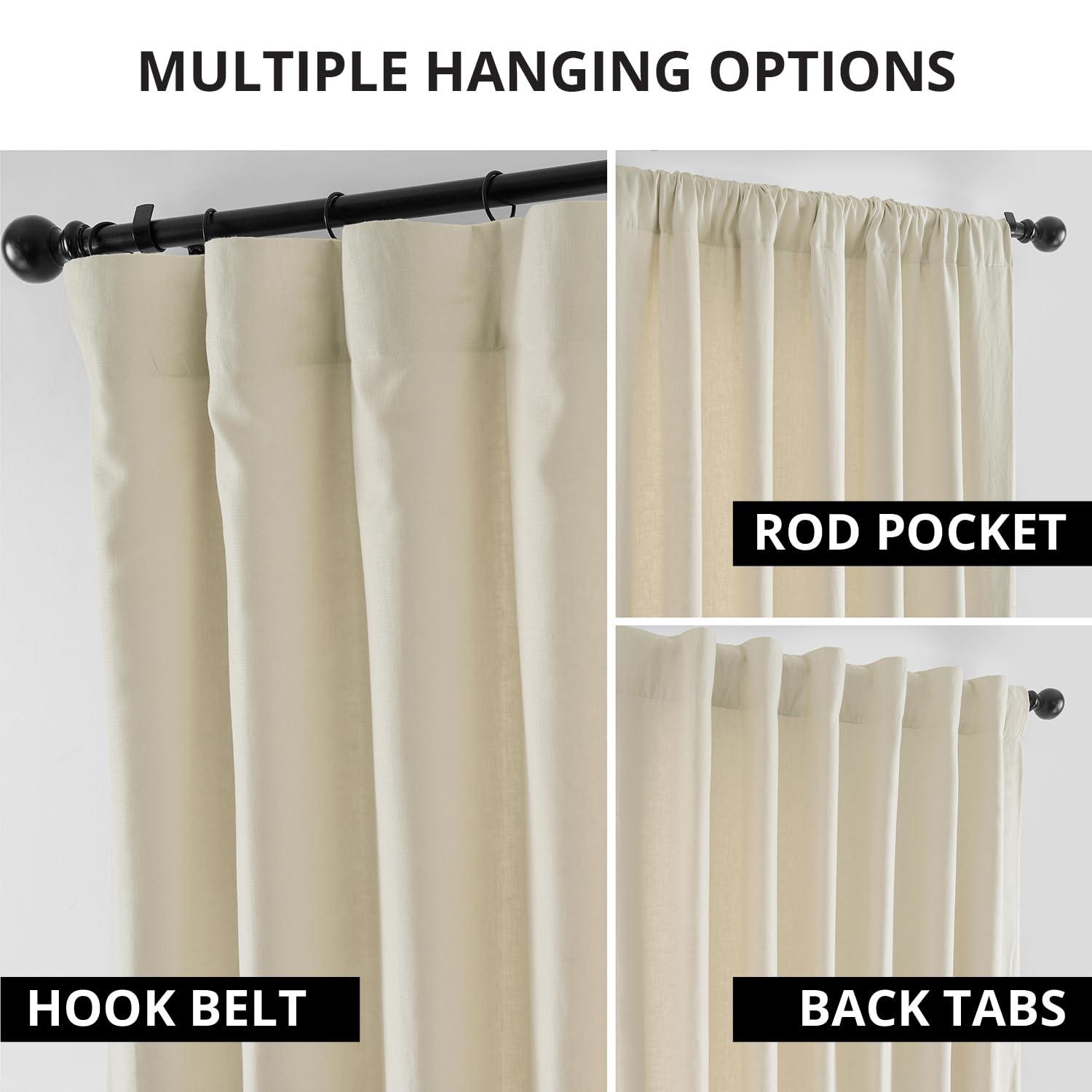 Exclusive Fabrics  French Linen Room Darkening Curtains Panel - Elegant luxurious Drapes (1 Panel) Ancient Ivory 50 X 120 120 Inches