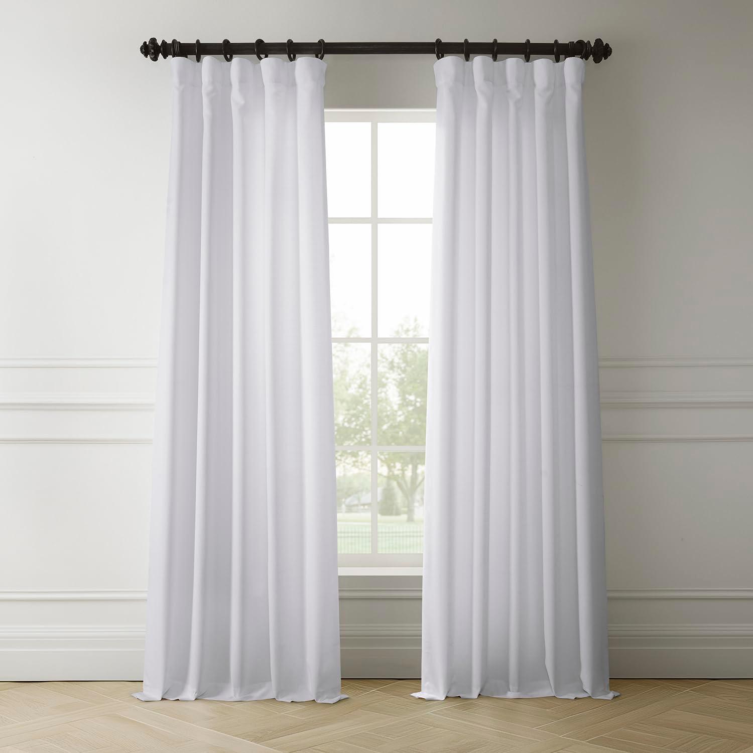 Half Price Drapes Dove White Faux Linen Room Darkening Curtains for Bedroom(1 Panel),50W X 120L