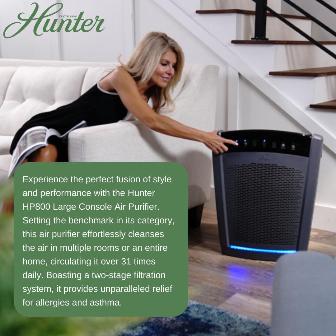 Hunter HP800 Air Purifiers for Home Large Room and Bedroom. True HEPA Air Purifier for Pets, Odors, Allergens, Smoke, Dust, VOC's.