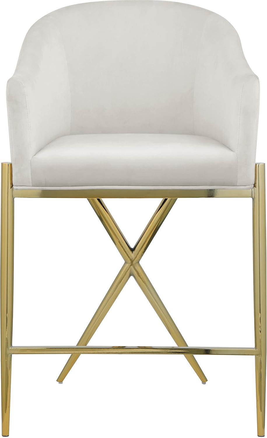 Meridian Furniture,Xavier Cream Velvet Counter Stool