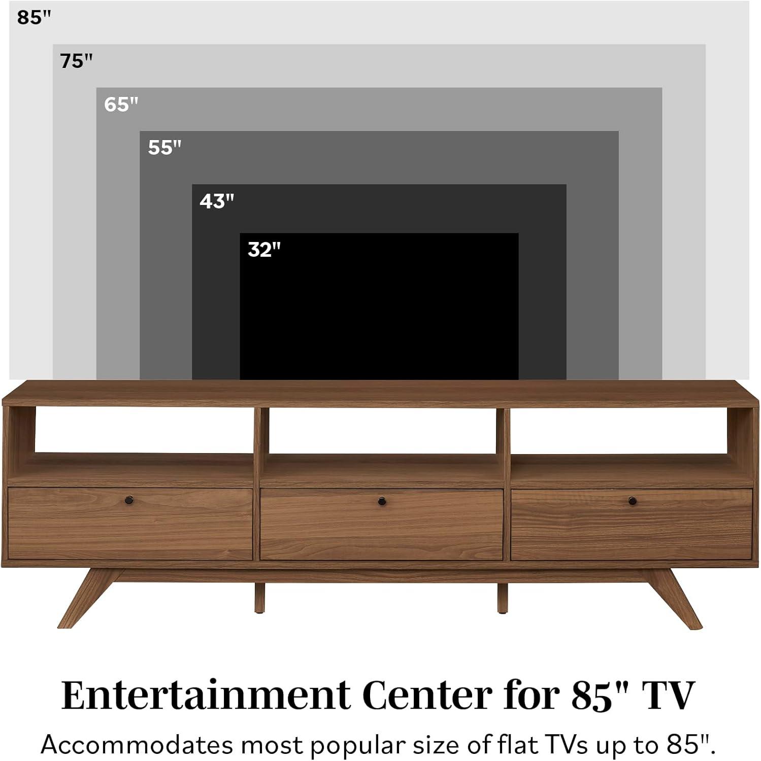 Walker Edison Mid-Century Modern Storage TV Stand for TVs up to 80”, Mocha