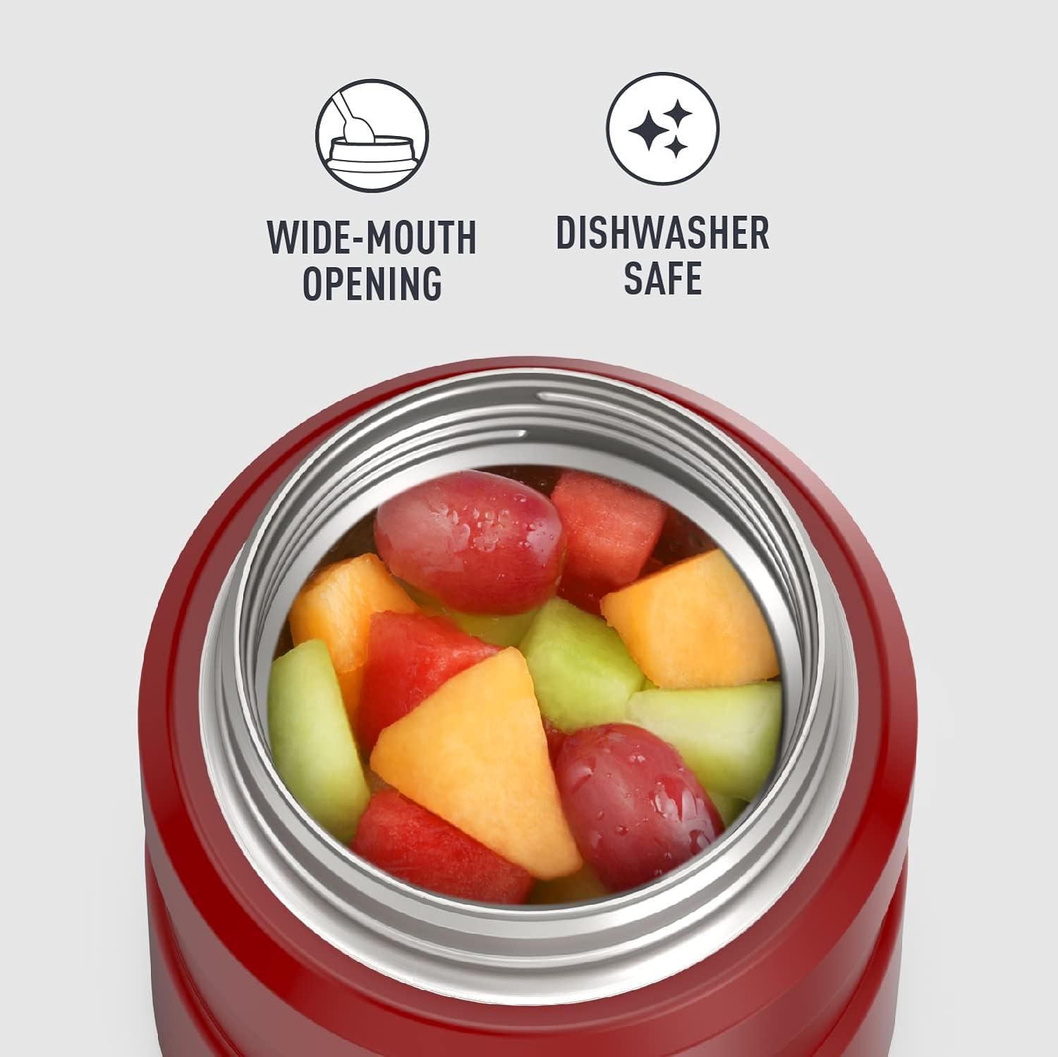 Thermos Stainless King Vacuum Insulated Food Jar with Folding Spoon, Rustic Red, 16oz
