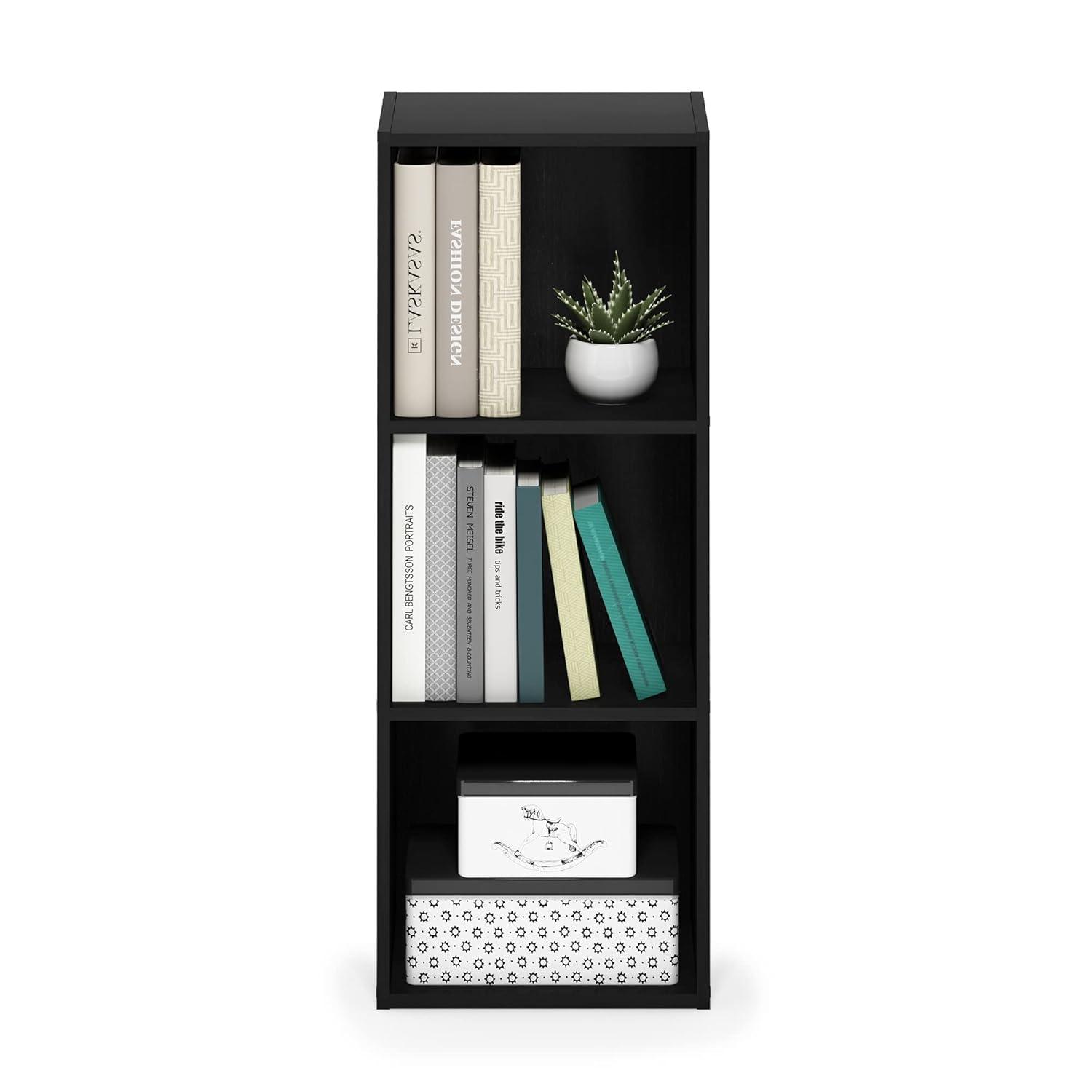 Furinno Pasir 3-Tier No Tool Assembly Open Shelf Bookcase, Blackwood