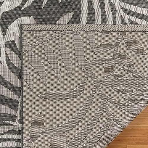 84"x63" Paseo Akimbo Indoor/Outdoor Rug Gray White/Botanical - Gertmenian