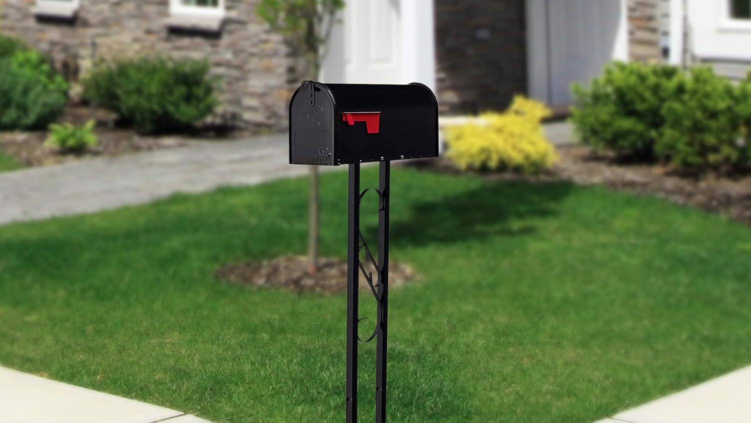 Architectural Mailboxes Mailbox To Go Galvanized Steel, Medium, Mailbox and Post Kit in Black