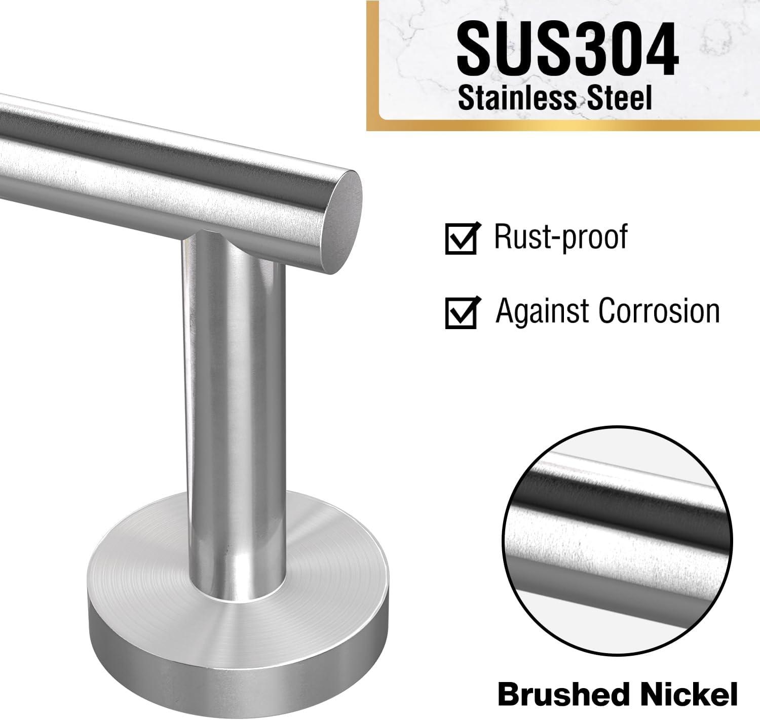 Brushed Nickel Toilet Paper Holder,Toilet Paper Holder Wall Mount for SUS 304 Stainless Steel, Double Post Pivoting Toilet Paper Roll Holder,Toilet Tissue Holder for Bathroom RV