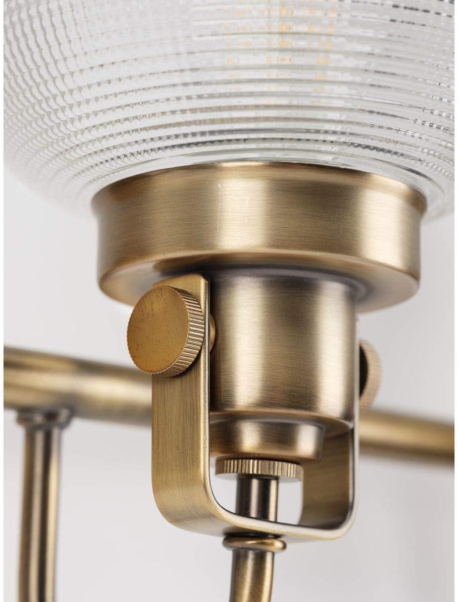 Archie Collection Four-Light Vintage Brass Clear Double Prismatic Glass Coastal Bath Vanity Light