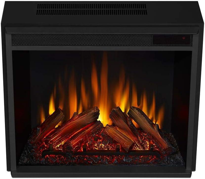 Compact Black Electric Fireplace Heater with Mantel