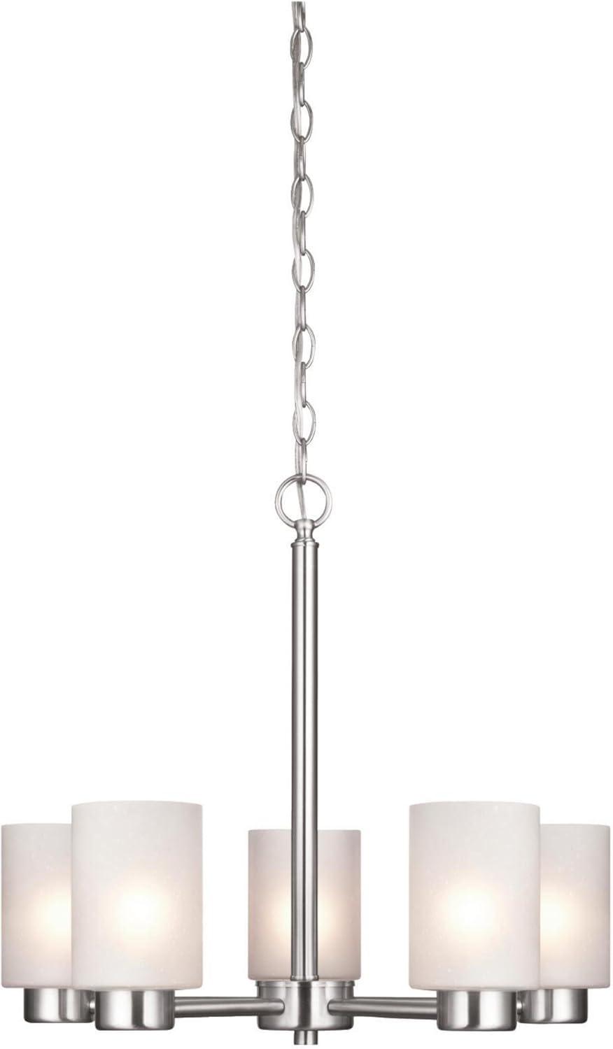 Westinghouse Westinghouse Lighting 6227400 Sylvestre Five-Light Interior Chandelier, Brushed Nickel Finish with Frosted Seeded Glass