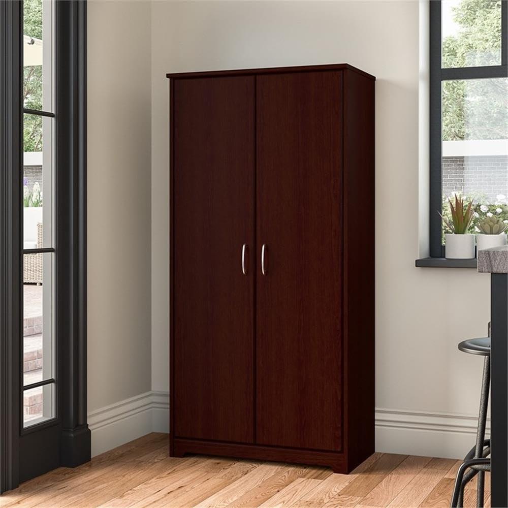 Bush Furniture Cabot Tall Storage Cabinet in Harvest Cherry - Engineered Wood