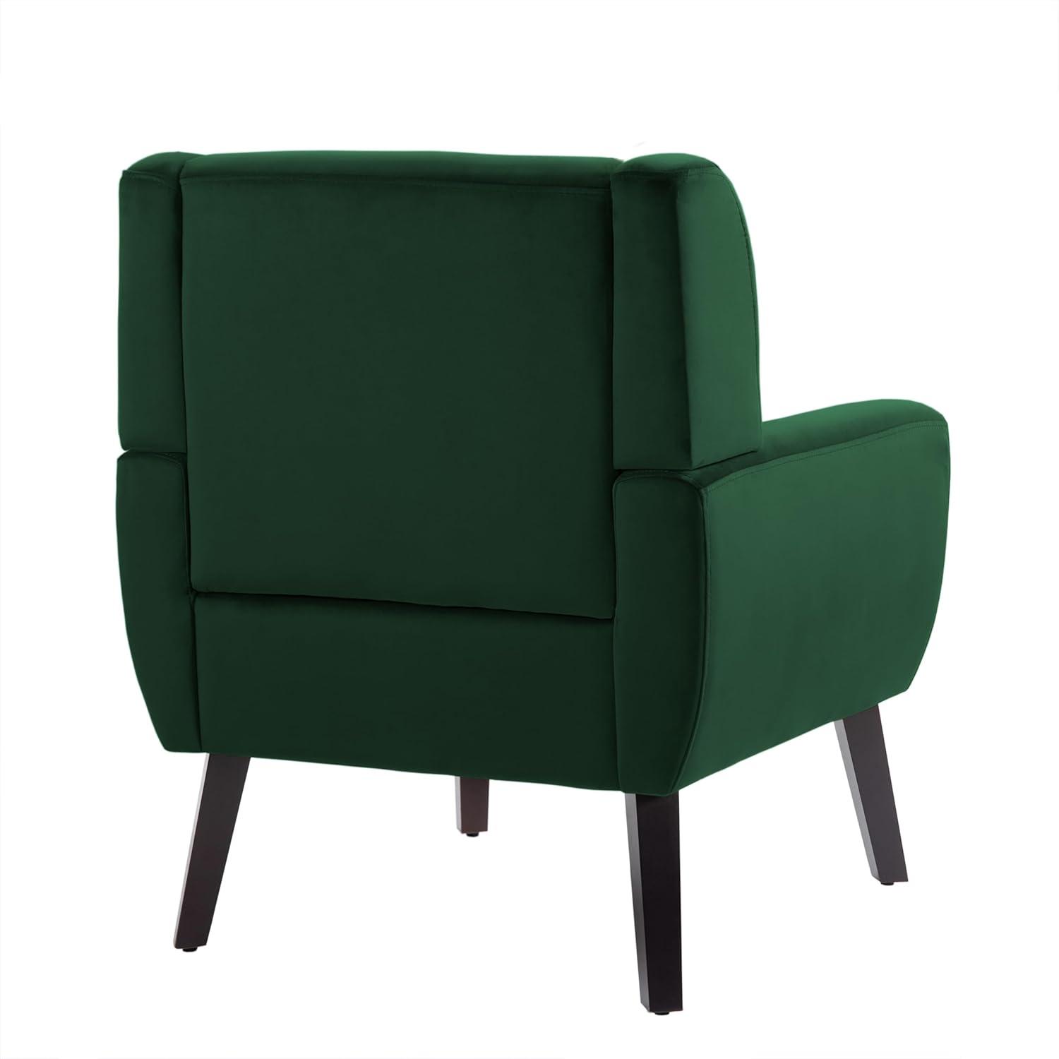 UIXE Velvet Accent Chair Chair Set of 2 Upholstered Comfortable Armchair Modern Chairs with Solid Wooden Legs for Living Room Office, Retro Green