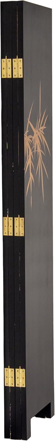 Oriental Furniture 6 ft. Tall Gold Lacquer Room Divider - Cranes