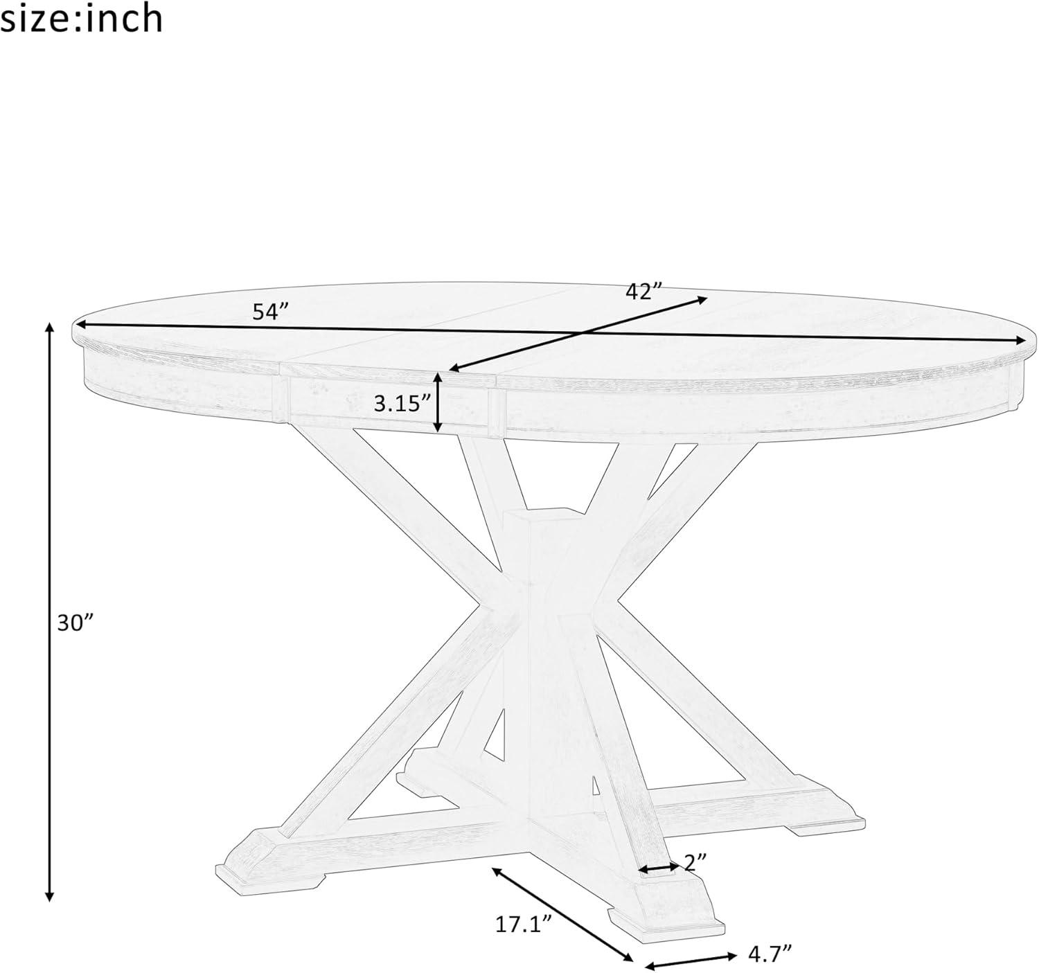 Natural Wood Wash Extendable Round Dining Table with Butterfly Leaf