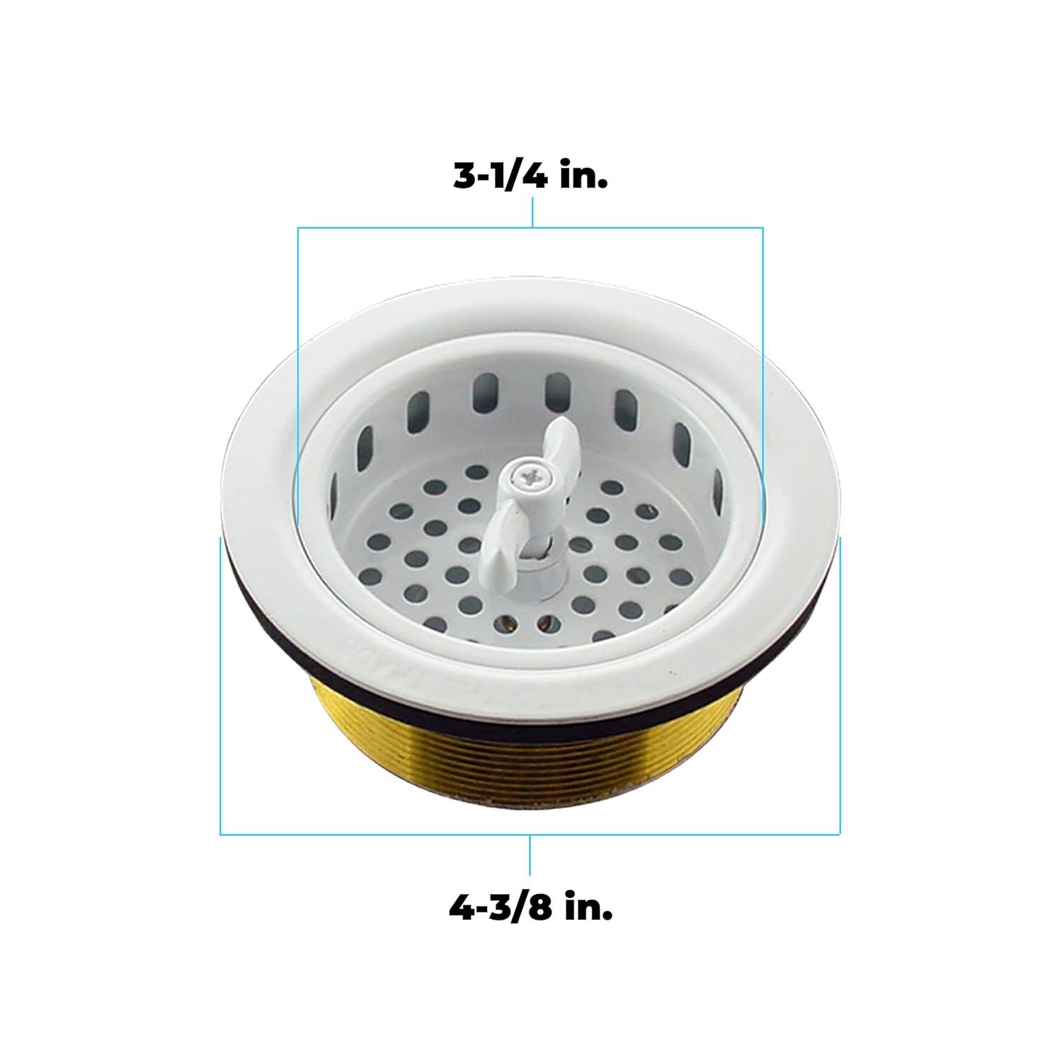 Mr. Scrappy Kitchen Sink Drain Assembly with Twist Lock Basket Strainer 21-DSB-WH