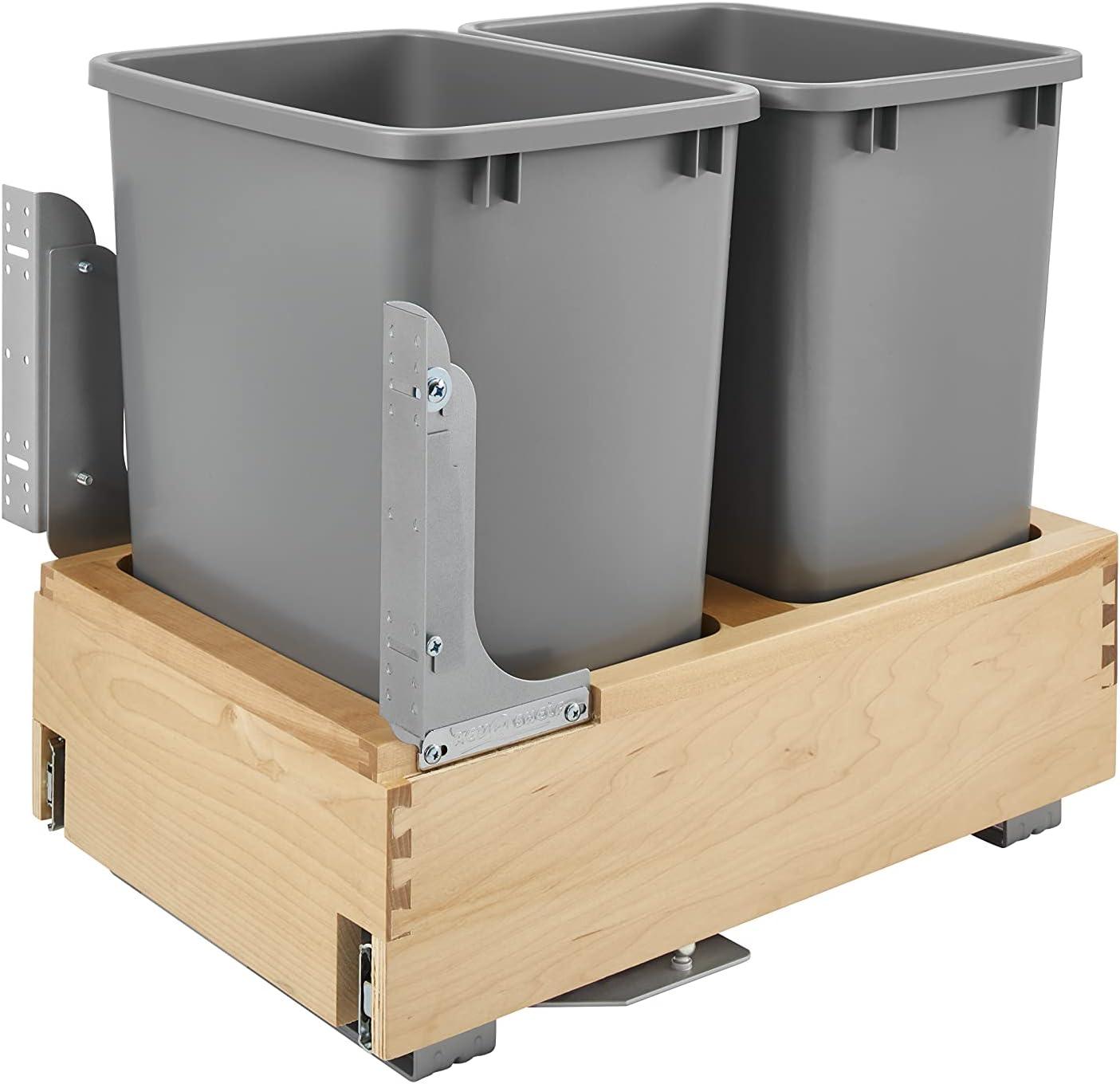 Rev-A-Shelf Rev-A-Shelf Double Pull Out Bottom Mount Trash Can, Gray