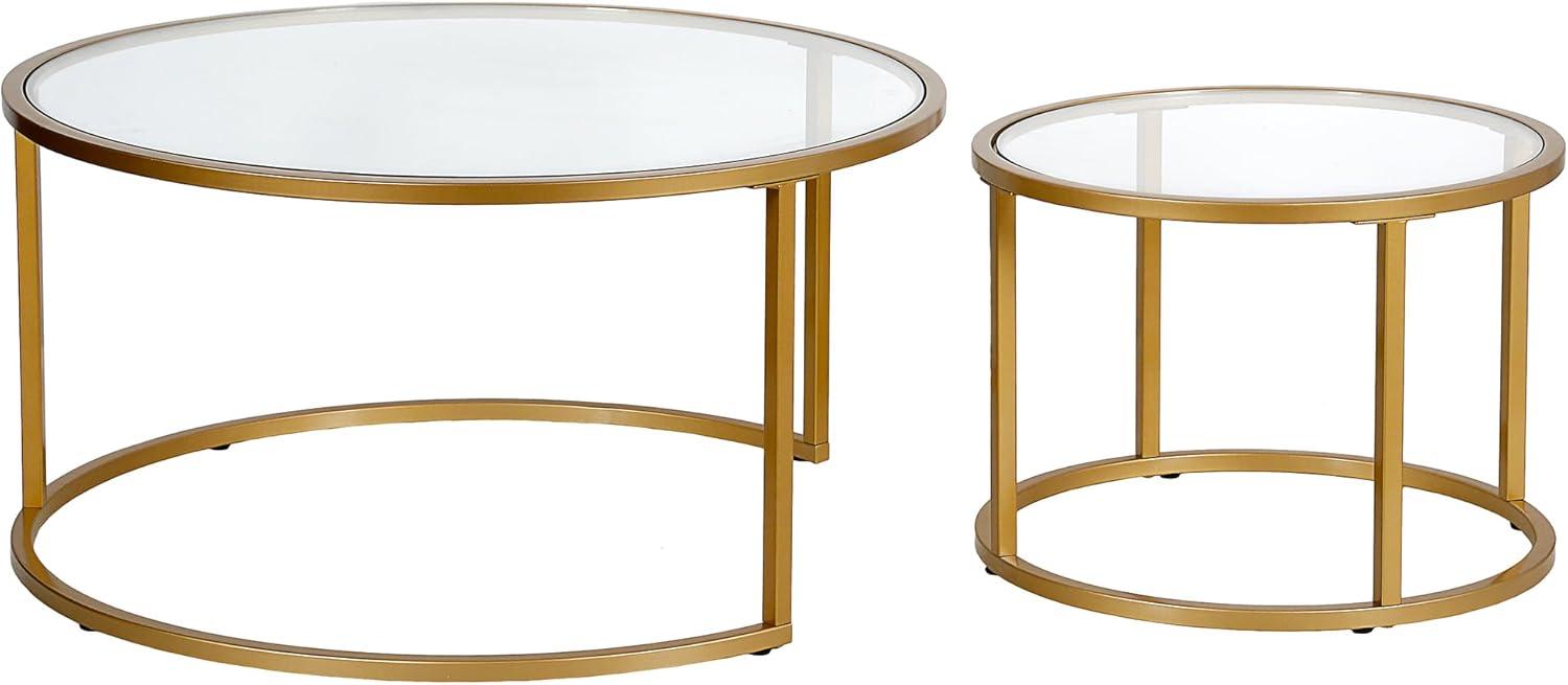 Evelyn&Zoe Watson Round Nested Coffee Table in Brass