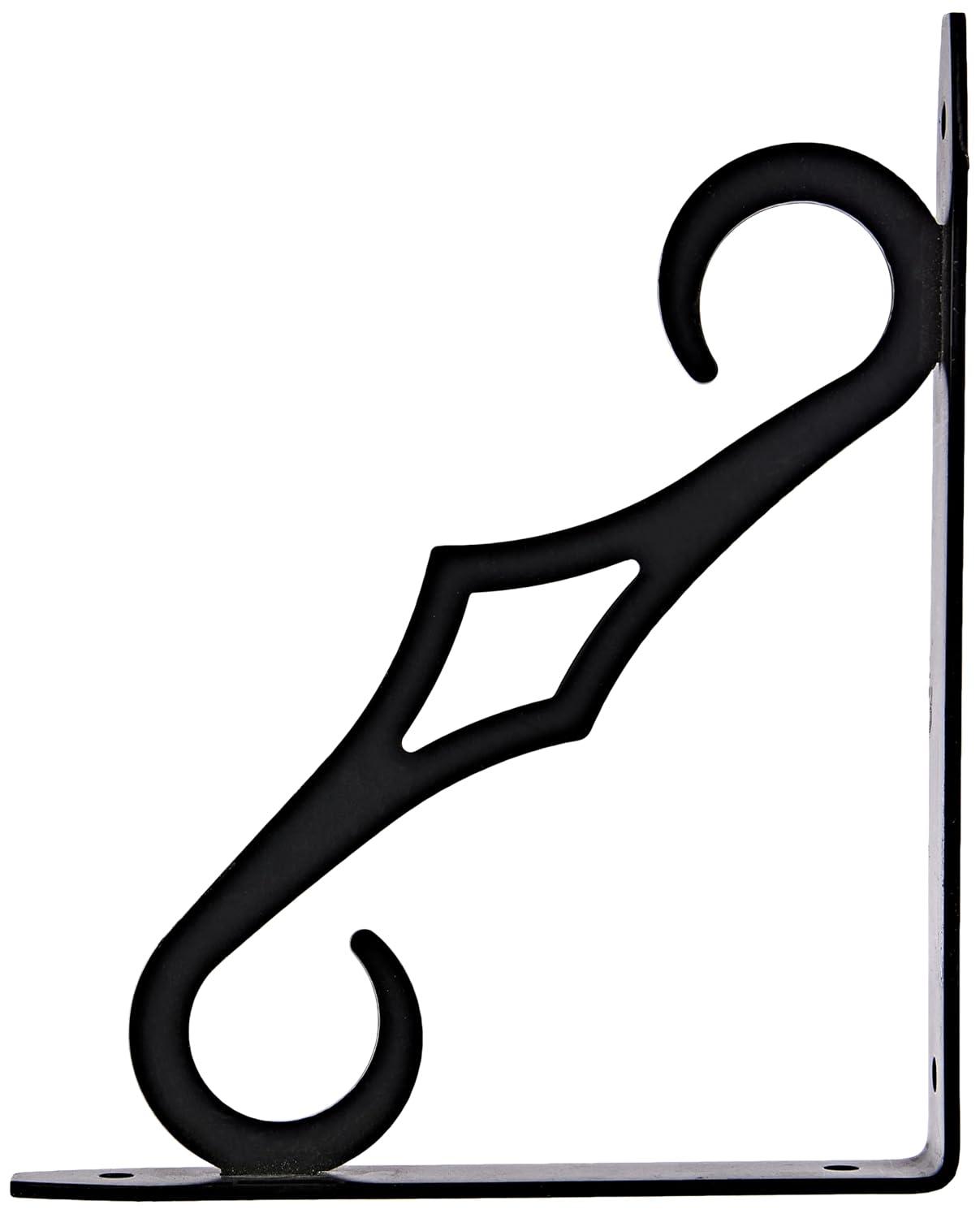 Knape & Vogt John Sterling Colonial Style Decorative Shelf Bracket, 7-Inch, Black, RP-0090-7BK