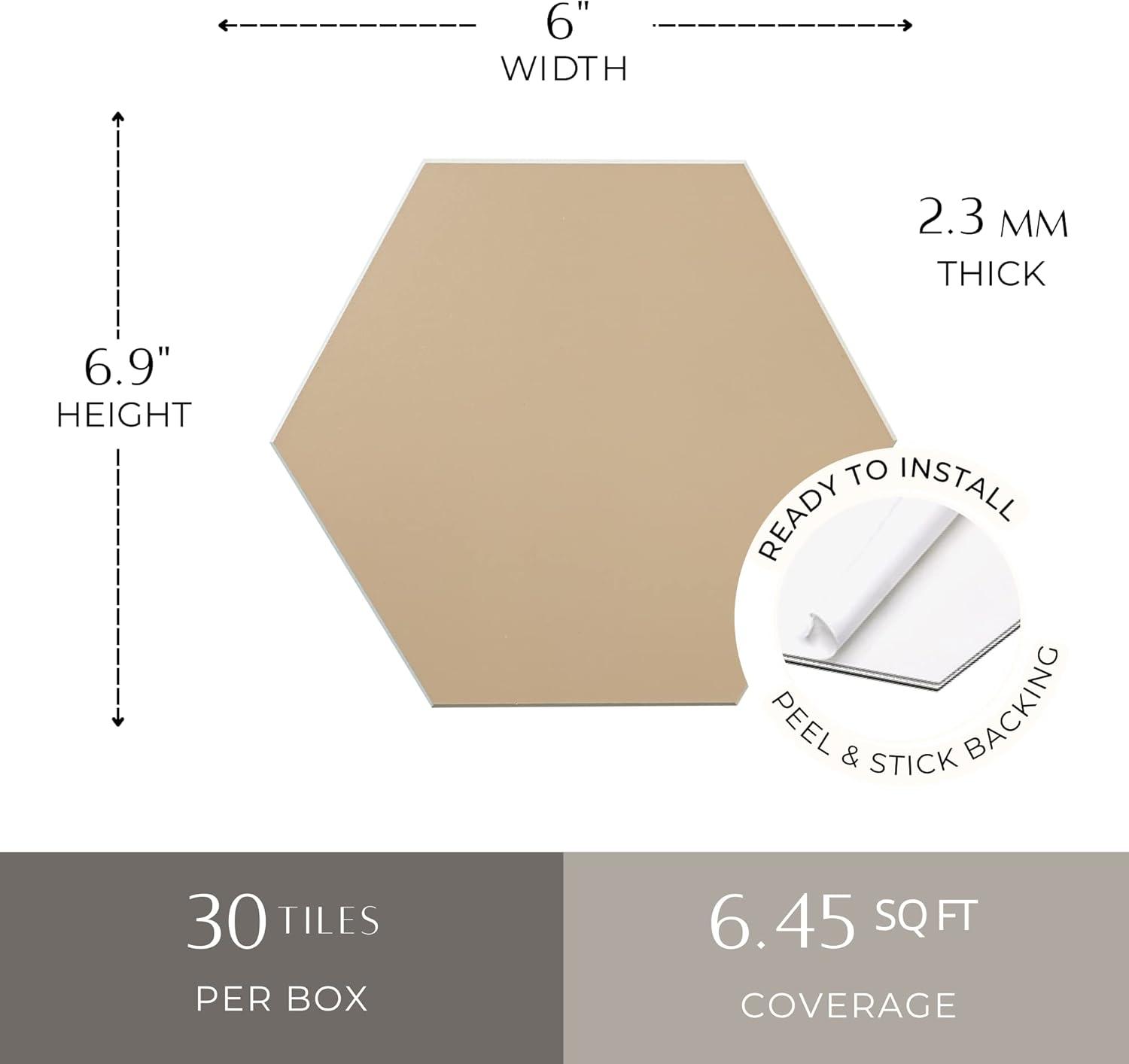 Bex 6" x 6.9" Hexagon Stone Composite Peel & Stick Wall Tile