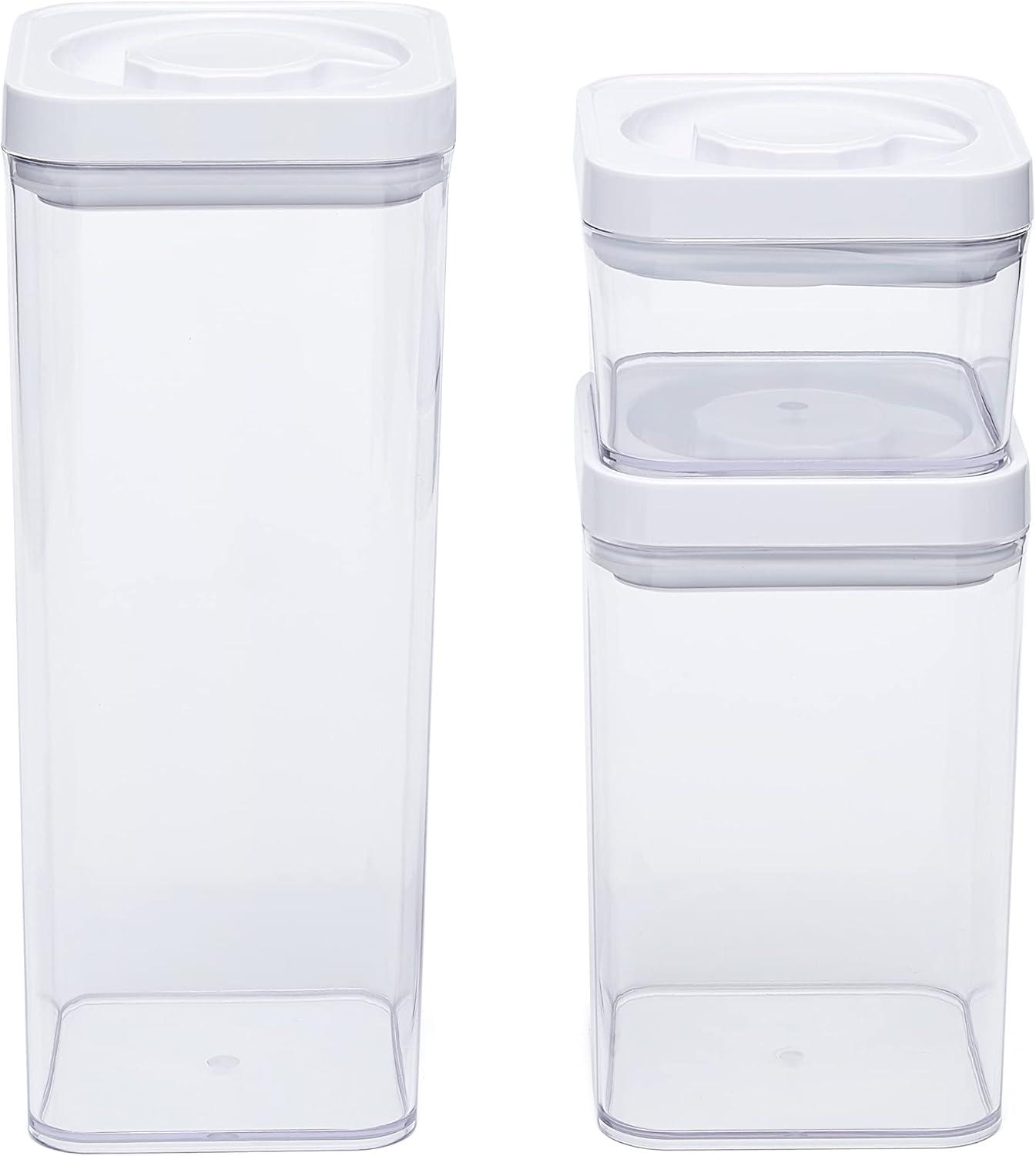 10-Piece Square Airtight Food Storage Containers for Kitchen Pantry Organization, BPA Free Plastic, Clear