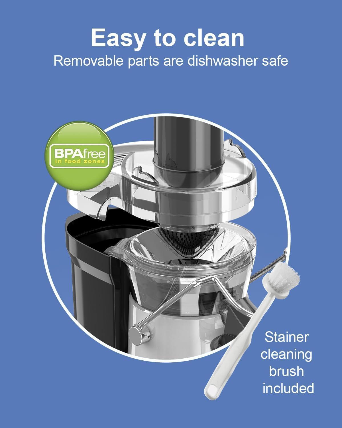 SiFENE 1000W Centrifugal Juicer Machine, 3.2" Wide Chute, Dual Speed, Easy Clean, BPA-Free, Silver