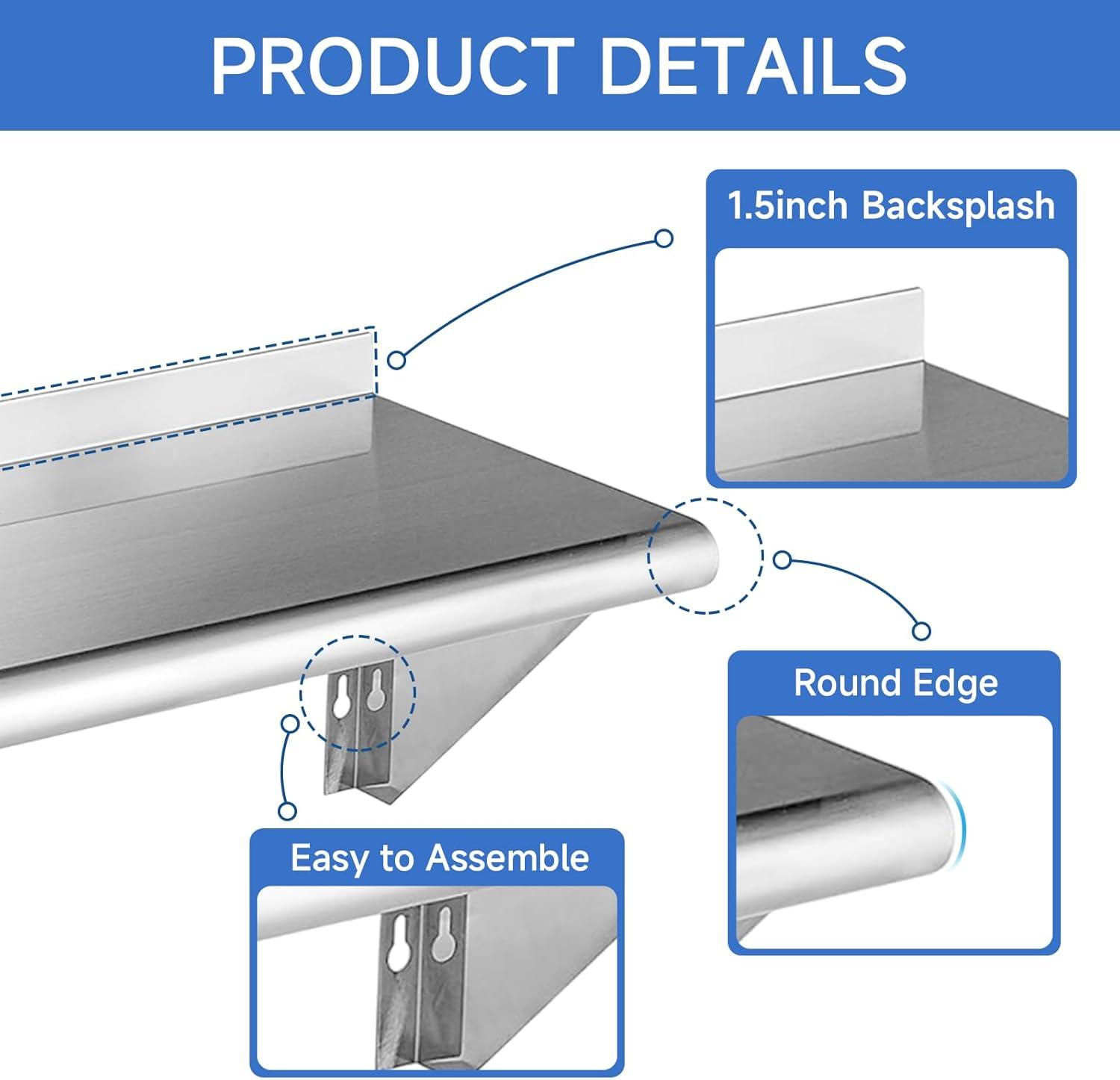 GRIDMANN NSF Stainless Steel Wall-Mount Shelf by Latitude Run