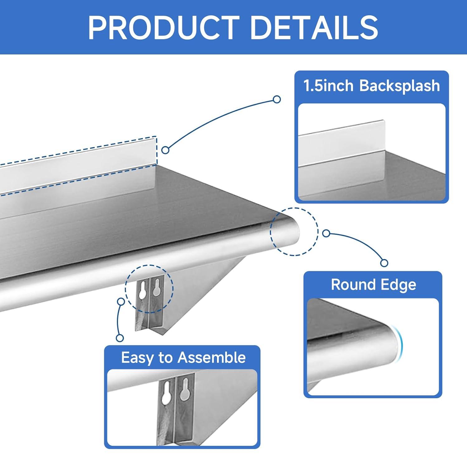 GRIDMANN NSF Stainless Steel Wall-Mount Shelf by Latitude Run