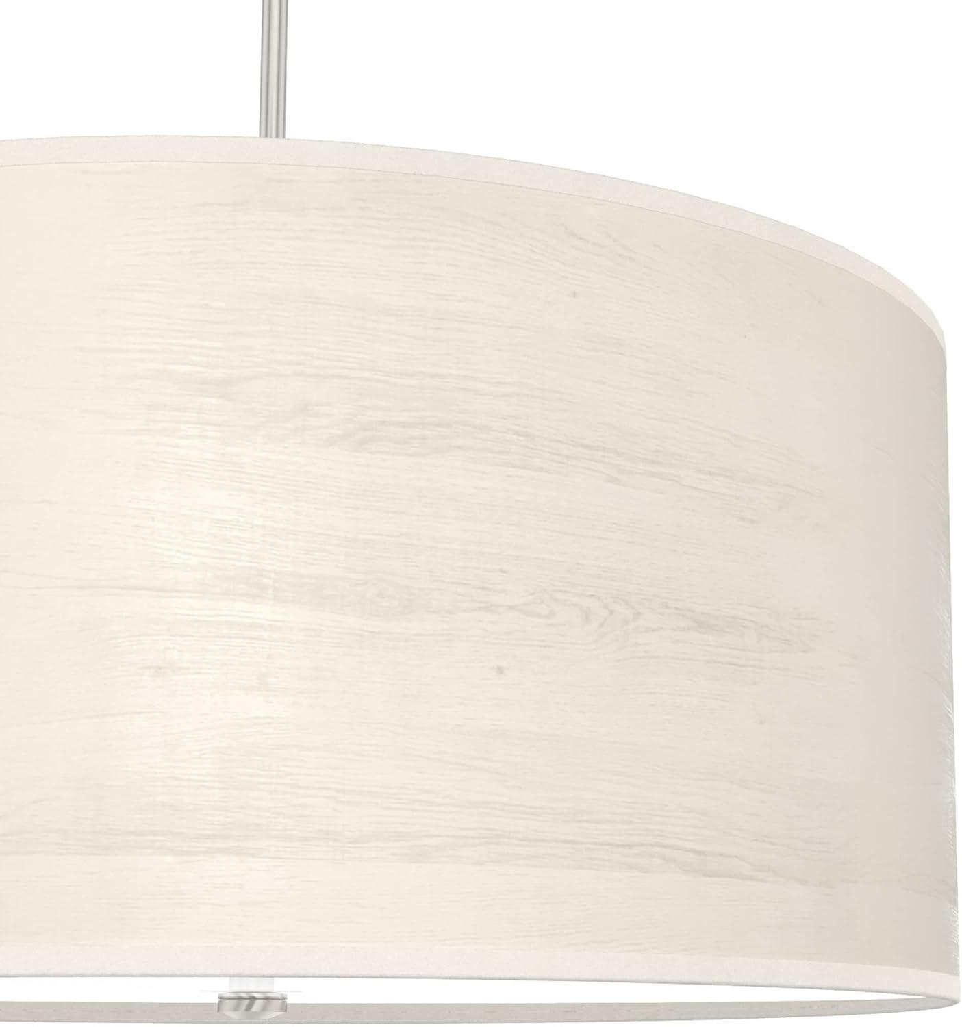 Modern Glass and Nickel Drum LED Pendant Light, 24-inch