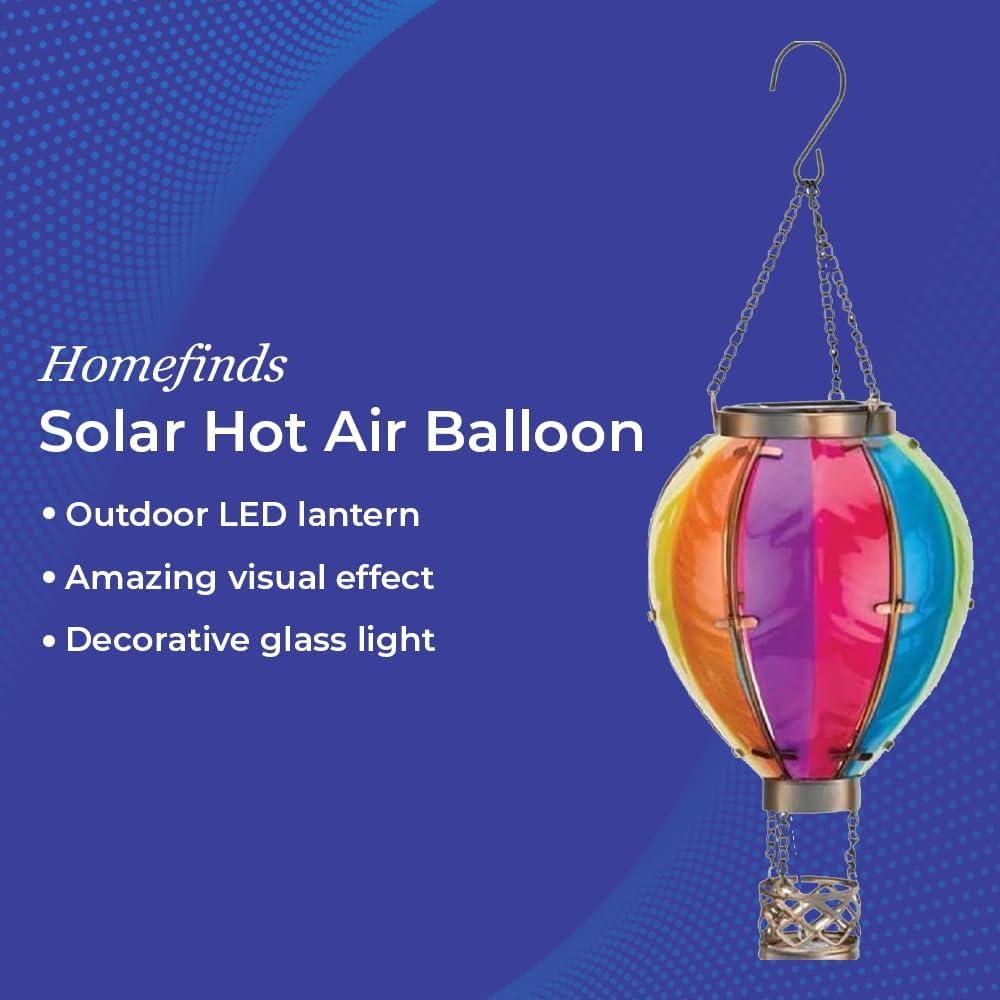 15'' Multicolor Glass Hot Air Balloon LED Lantern