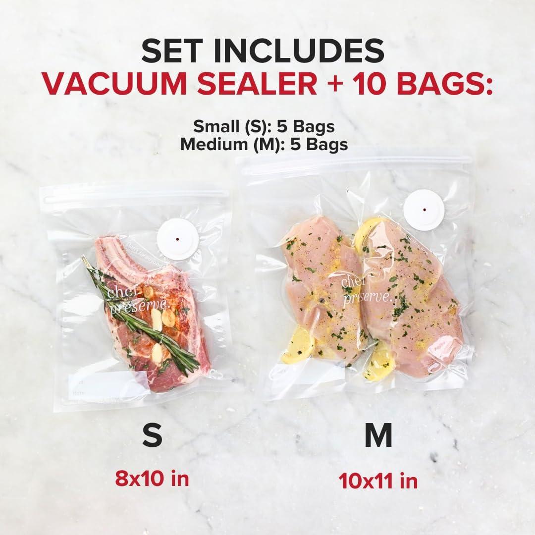 Compact White Handheld Vacuum Sealer with Reusable Bags