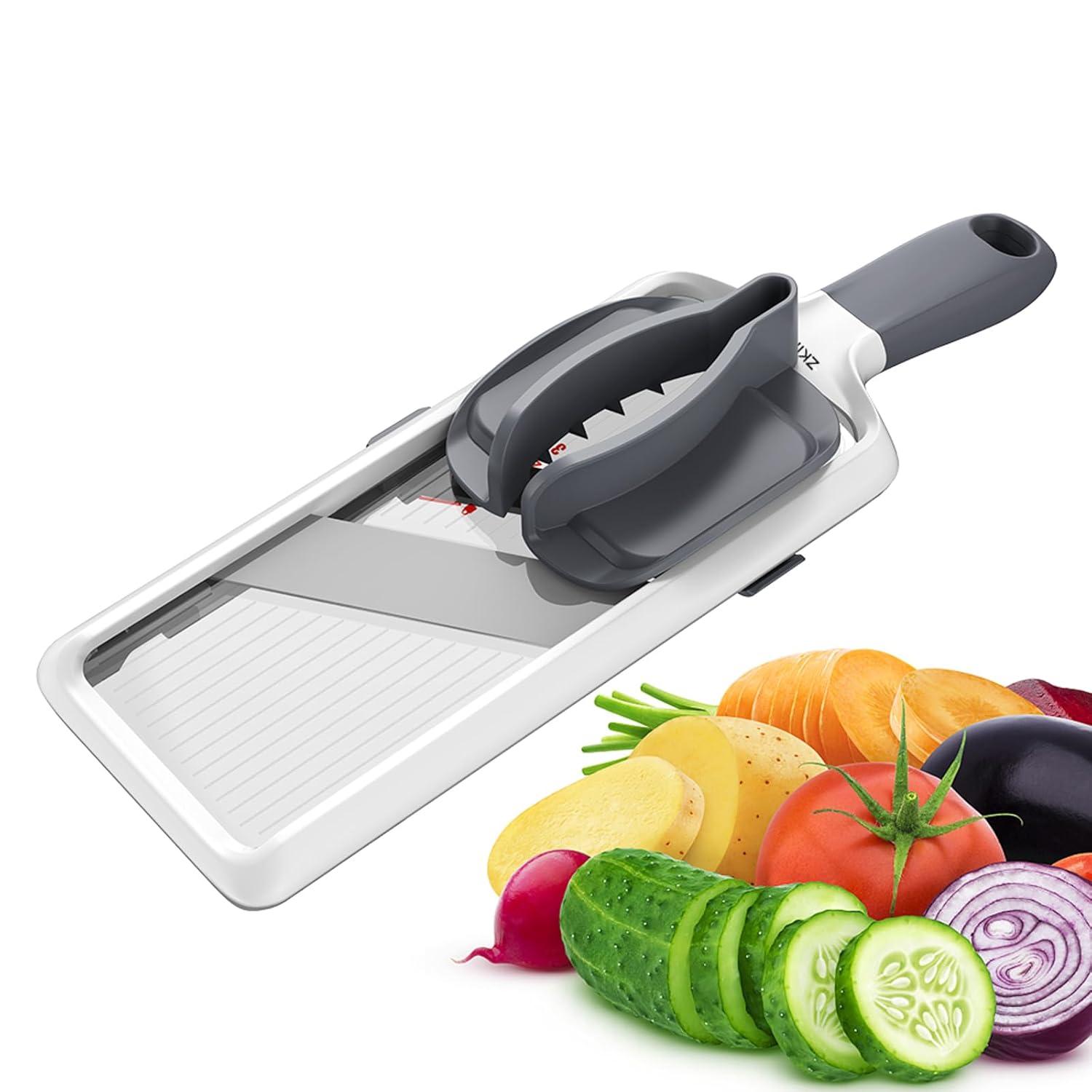 Versatile Handheld Mandoline Slicer - Adjustable Stainless Steel Blade, Ergonomic Grip, Enhanced Safety, Easy to Clean, Perfect for Quick and Precise Slicing of Fruits & Vegetables