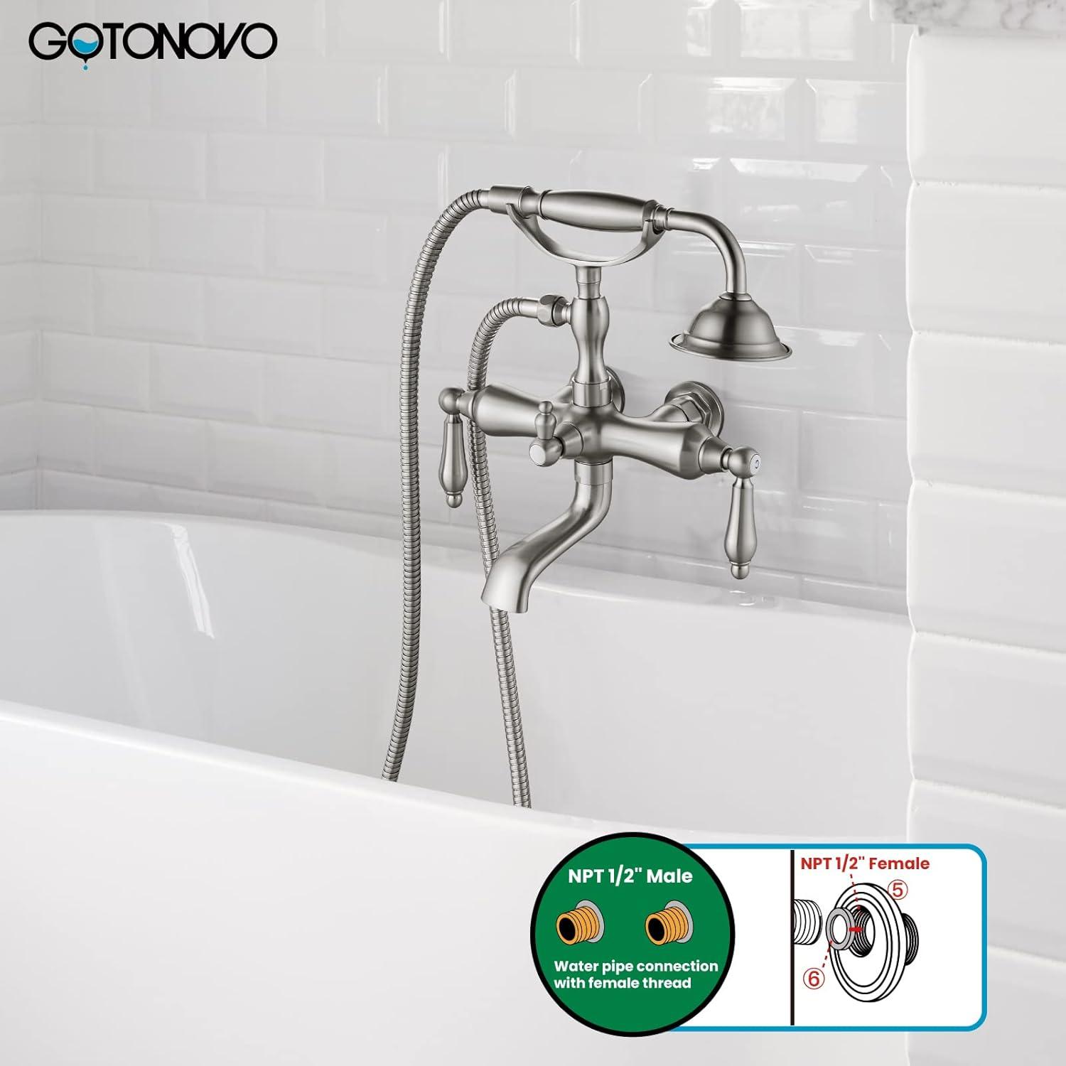 2 Handle Wall Mounted Clawfoot Tub Faucet