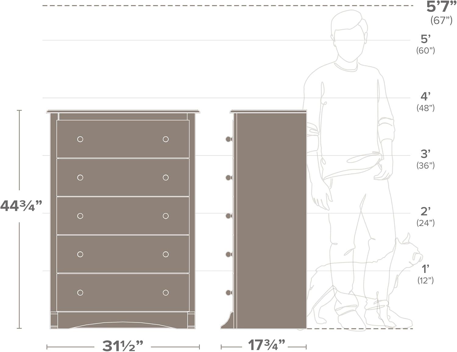 Prepac Fremont Espresso 5-Drawer Chest Dresser for Bedroom for Kids & Adults, 17.75"Dx31.5"Wx44.75"H