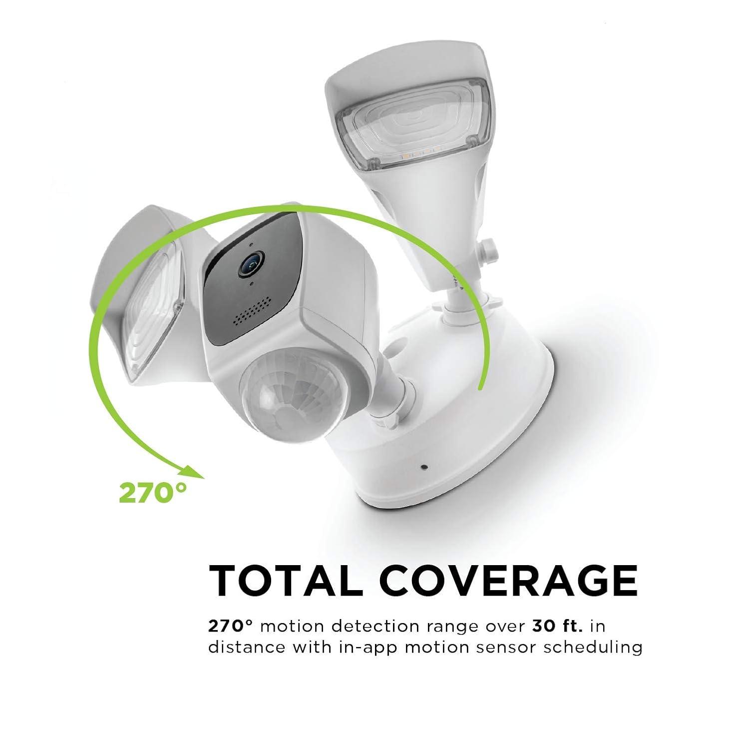 Home Zone Security Floodlight Camera – Smart 2.4 GHz Wireless 1080P Outdoor Security Flood Light Camera, No Subscription Required