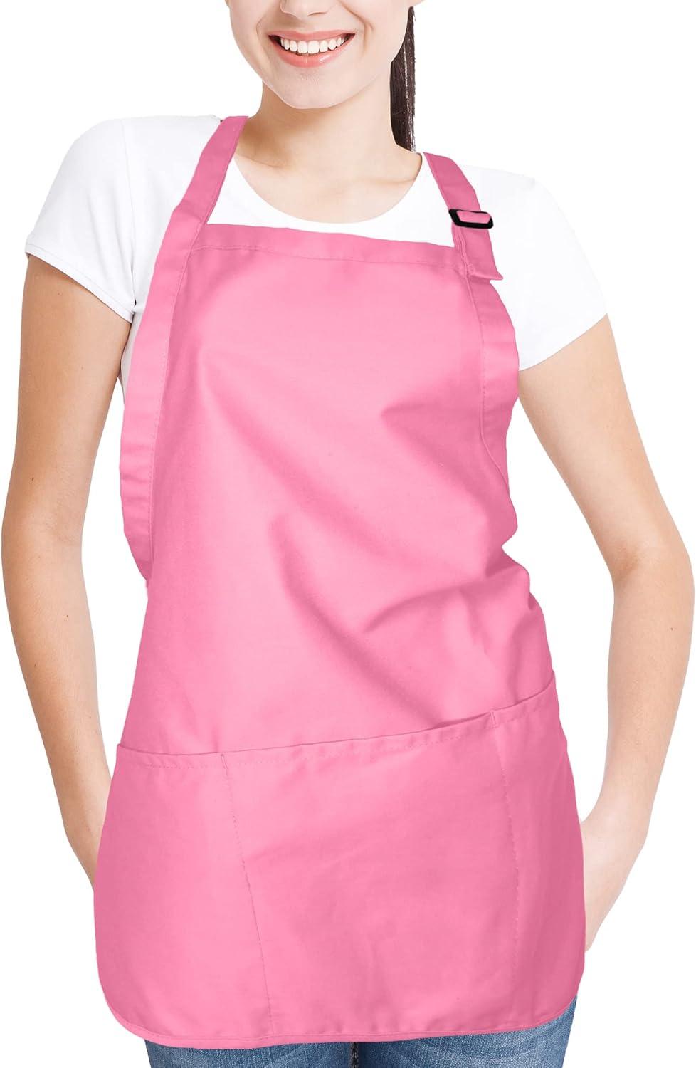Dalix Waist Aprons Commercial Restaurant Home Bib Spun Poly Cotton Kitchen (3 Pockets) in Purple