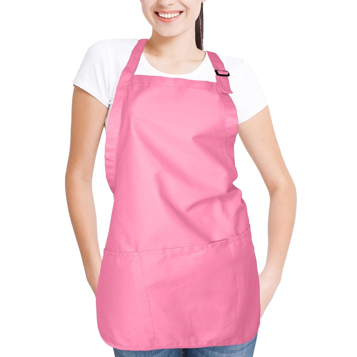Dalix Waist Aprons Commercial Restaurant Home Bib Spun Poly Cotton Kitchen (3 Pockets) in Purple