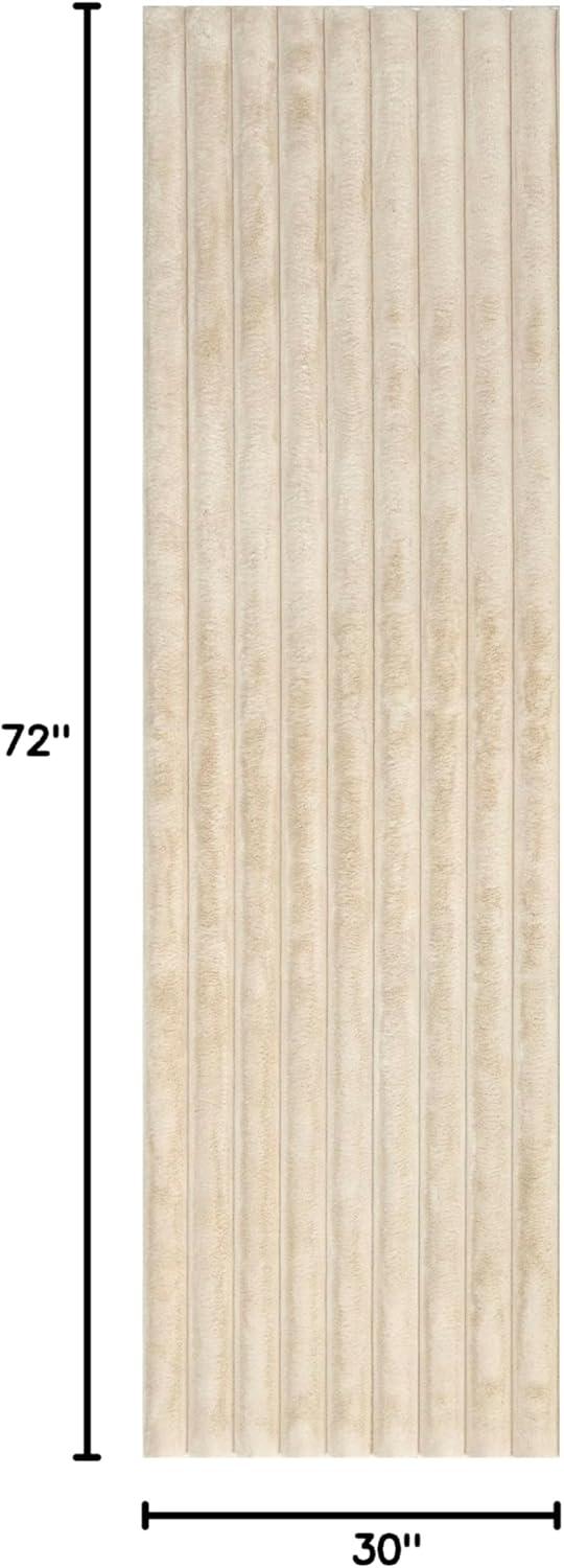 nuLOOM 2' x 6' Cozy Plush SuperiorWash Area Rug, Machine Washable, Non-Slip, Soft Fluffy Shag Carpet for Living Room Bedroom Nursery, Kai Beige