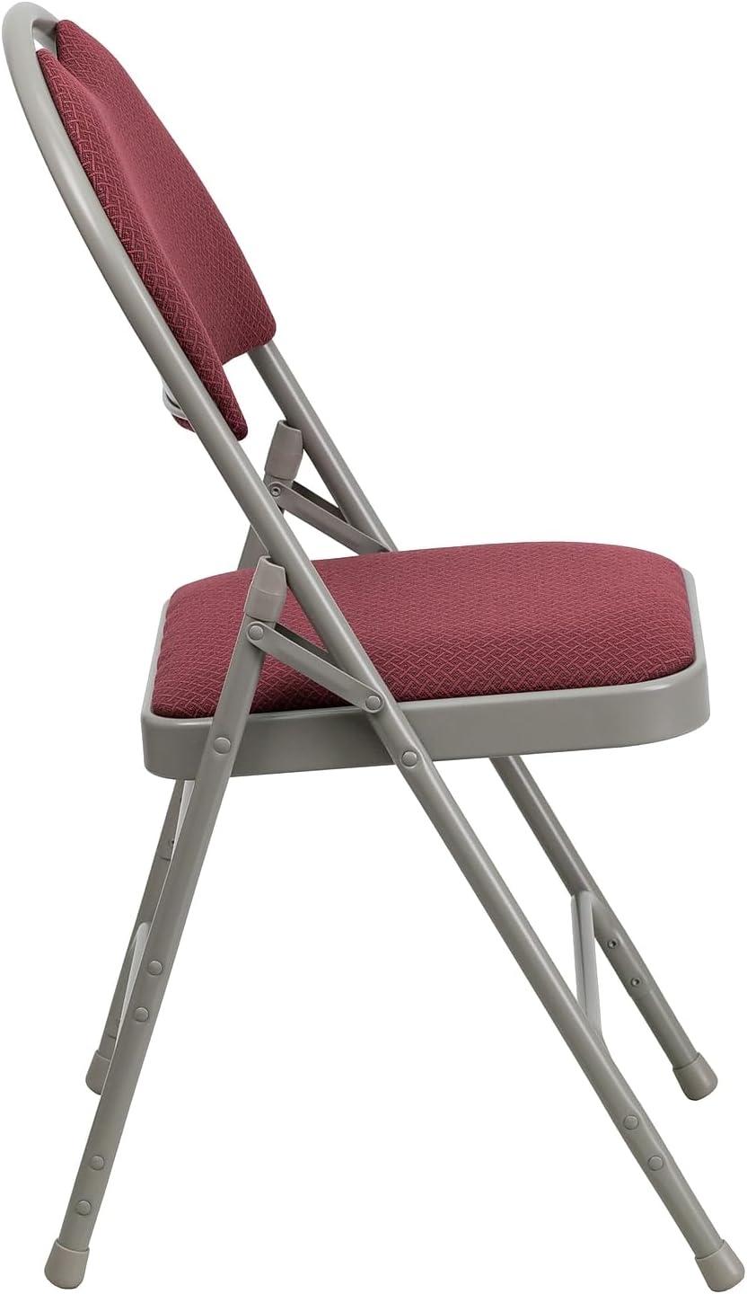 Flash Furniture 2 Pack HERCULES Series Ultra-Premium Triple Braced Burgundy Fabric Metal Folding Chair with Easy-Carry Handle